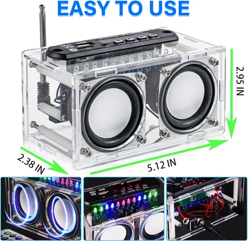 Miniatura 4 de Diymore Kit de altavoz Bluetooth para bricolaje, kit de práctica de soldadura de radio, altavoces duales y control remoto, para soporte