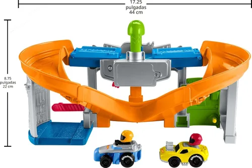 Miniatura 5 de Fisher-Price Little People Hot Wheels Set de Pista de Carreras y Juego de Vehículos para Niños Pequeños con Luces, Sonidos y 2 Autos para Juego