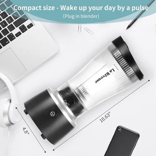 Miniatura 6 de La Reveuse Licuadora de tamaño personal de 250 vatios de potencia para batidos, licuados, condimentos, salsas con taza portátil de 15 onzas, sin BPA
