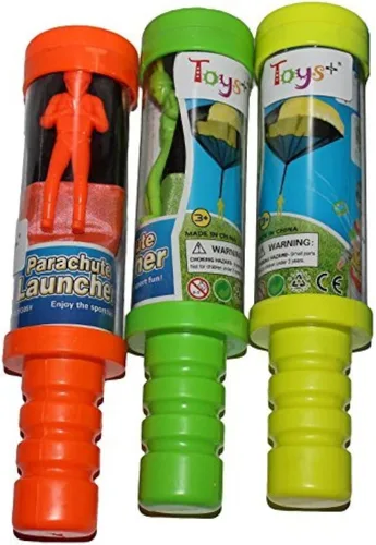Toys+ Skydiver Parachute Men - Juego de 3 piezas sin enredos con contenedores lanzadores (los colores y estilos pueden variar)