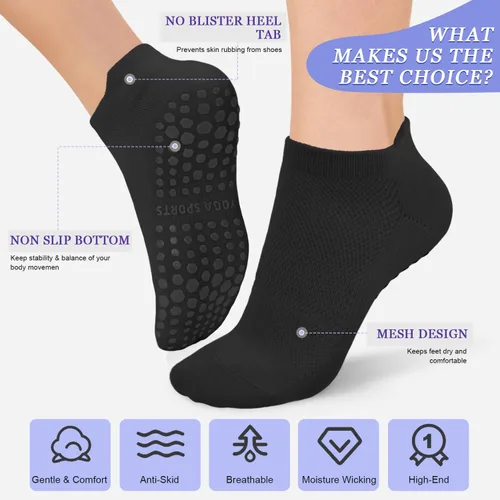Miniatura 4 de YeuG 46 pares de calcetines de pilates para mujer - Calcetines antideslizantes para yoga, barre, hospital, descalza