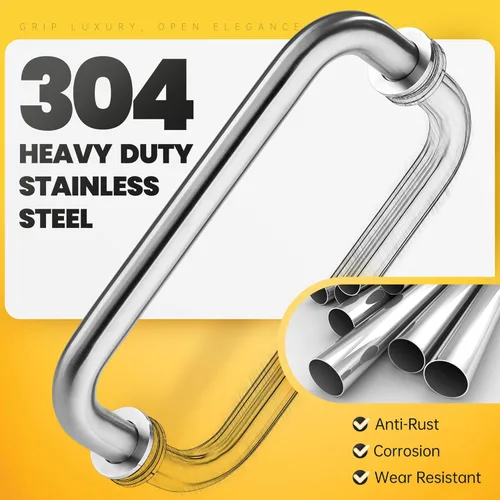 Miniatura 2 de Kolet Manija de puerta de ducha, manija de puerta de ducha de vidrio de centro a centro de 8 pulgadas, acero inoxidable 304, segura con tornillo