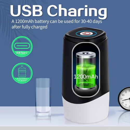 Miniatura 5 de Korser Dispensador de Agua de 5 Galones, Bomba de Jarra de Agua Automática Portátil, Bomba de Agua Eléctrica para Botellas con Interruptor y Carga