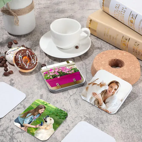 Miniatura 5 de Flutesan 24 imanes de sublimación en blanco de 3 x 3 pulgadas para refrigerador, imanes cuadrados de sublimación para nevera, imanes en blanco MDF