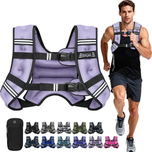 Miniatura 31 de BAGAIL Chaleco con peso de 5, 8, 10, 12, 15, 20, 25, 30 lbs, para caminar y perder peso, reflectante, con bolsa para teléfono, para mujeres y Negro
