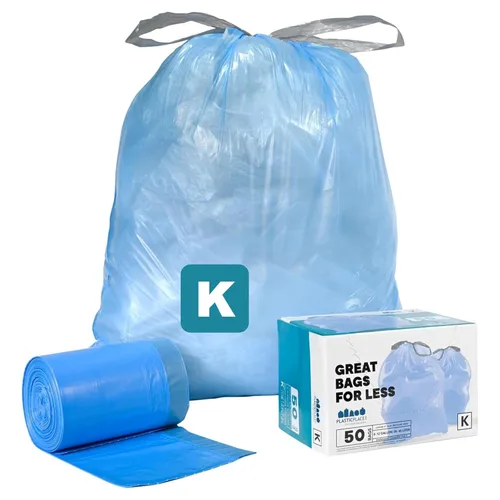 Miniatura 10 de Plasticplace Bolsas de basura de ajuste personalizado, compatibles con simplehuman Code K (100 unidades) con cordón azul tintado de 10 galones / 38