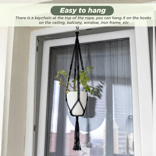 Miniatura 4 de EBOOT Paquete de 3 cuerdas grandes de macramé para colgar plantas de 33, 41, 48 pulgadas, para colgar macetas para decoración de interiores