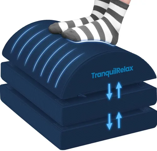 Miniatura 14 de TranquilRelax Reposapiés para debajo del escritorio en el trabajo, accesorios de juegos, taburete con 3 alturas ajustables y funda lavable, cómodos