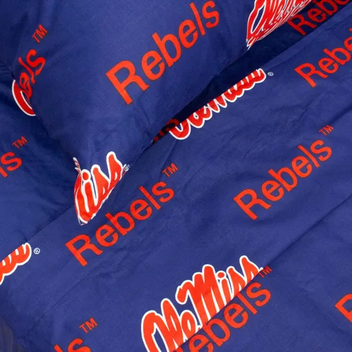 Miniatura 5 de College Covers Everything Comfy Mississippi Rebels - Juego de sábanas de 4 piezas tamaño King, fondo de color del equipo, 1 sábana encimera, 1