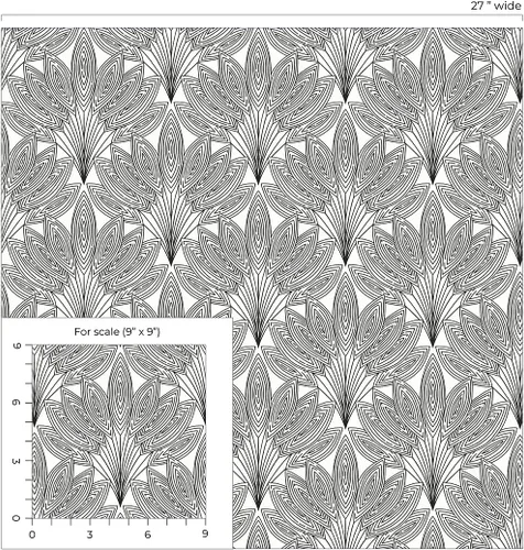 Miniatura 9 de NextWall Papel tapiz autoadhesivo de hojas de pavo real de mediados de siglo (ébano)