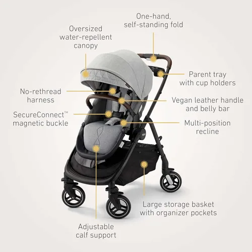 Miniatura 7 de Graco Premier Modes Merge - Carriola con ruedas EZ Spin para rotación de 360 grados, 3 modos: portabebés de asiento de automóvil, capazo portabebés