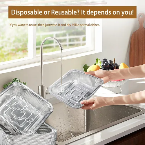 Miniatura 8 de Forros de papel de aluminio antiadherentes desechables para freidora de aire, cuadrados, 50 piezas, papel de aluminio a prueba de aceite también
