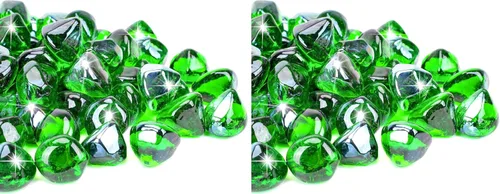 Miniatura 18 de Mr. Fireglass 10 libras de cristales de fuego mezclados en forma de diamante para chimenea y hoguera al aire libre y paisajismo - 2.54 cm de alto