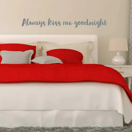 Miniatura 3 de Calcomanía de pared con texto en inglés "Always Kiss Me Goodnight" (texto en inglés), diseño dorado con texto en inglés