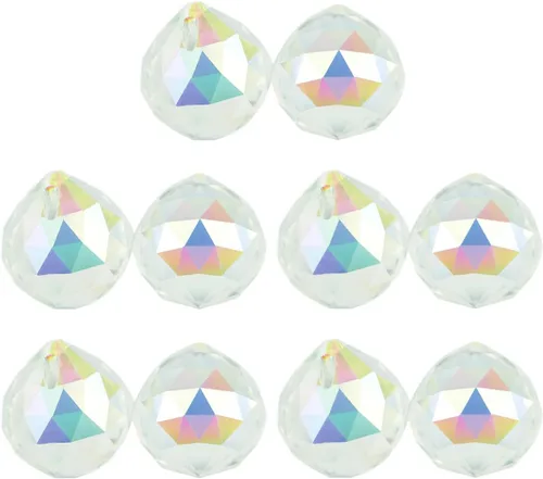 Miniatura 10 de Queenbox - 10 colgantes colgantes de cristal de 1.575 pulgadas (1.575 in) con agujero para lámpara de araña Feng Shui ventana, color azul claro