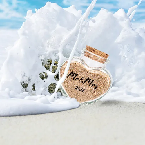 Miniatura 7 de Mr&Mrs - Tarro de recuerdo de arena 2026, despedida de soltera, boda, compromiso, luna de miel, regalo de viaje para parejas, recién casados