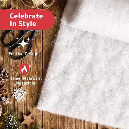 Miniatura 6 de PREXTEX Rollo de nieve artificial – Pelusa grande para exhibiciones de pueblo de Navidad, decoración de mesa de 94 x 31 pulgadas y escenas de fiesta
