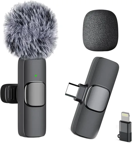 Miniatura 12 de Caiord 2 Pack de micrófonos inalámbricos profesionales Lavalier para iPhone iPad (iPhone 14 y versiones anteriores), micrófonos de solapa Plug-Play