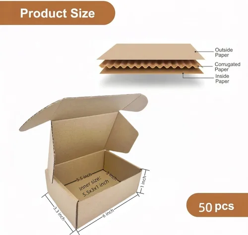 Miniatura 2 de Cajas de envío pequeñas de 6 x 3 x 1 pulgadas, paquete de 50 cajas de envío de cartón corrugado, caja de correo móvil para negocios