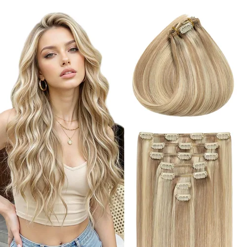 Miniatura 9 de Sunya Extensiones de cabello humano real con clip, color negro azabache, doble trama, lacio, 12 pulgadas, #1, 8 unidades, 3.53 oz