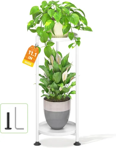 Miniatura 24 de LASZOLA Soporte plegable para plantas de interior de 7 niveles para múltiples macetas grandes, estante ajustable alto y resistente con bandeja de 10