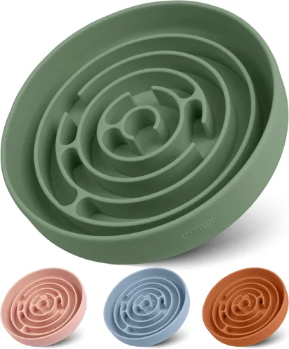 Coomazy Cuencos de Alimentación Lenta para Perros, Cuenco de Silicona para Perros con Ventosas, Alimentador Lento y Diseño Antideslizante, Reductor