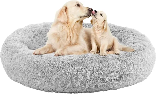Miniatura 19 de Nisrada Cama para perros pequeños, medianos y grandes, 20 pulgadas, relajante, lavable, redonda, acogedora, suave, cama para mascotas para cachorros