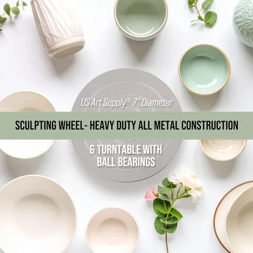Miniatura 7 de US Art Supply Rueda de esculpir de 7 pulgadas de diámetro, construcción de metal resistente y plato giratorio con rodamientos de bolas