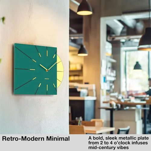Miniatura 5 de Driini Reloj de pared moderno de mediados de siglo, paquete verde y azul