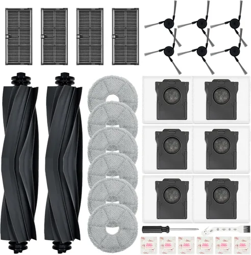 Miniatura 17 de Kit de repuesto para aspiradora robot Mova E40 Ultra, 2 cepillos principales, 4 filtros, 6 almohadillas de fregona y bolsas de polvo, tabletas
