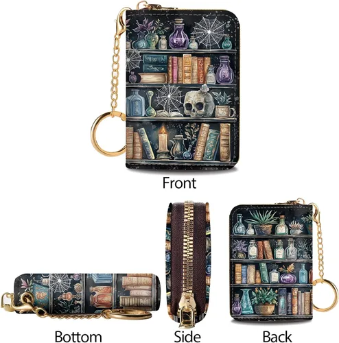Miniatura 7 de Tarjetero Cartera RFID para Tarjetas de Crédito, Cartera Pequeña para Tarjetas para Mujeres con Llavero con Cremallera, Carteras para Tarjetas