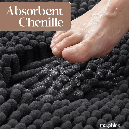 Miniatura 4 de MAYSHINE Alfombra de Baño de Chenilla Afelpada Extra Suave, Súper Absorbente, Alfombra de Baño Antideslizante Microfibra Esponjosa