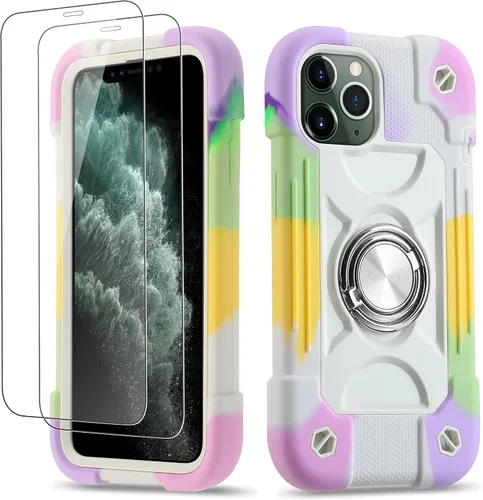 Miniatura 54 de Funda para iPhone 11 de 6.1 pulgadas con soporte de anillo, con 2 protectores de pantalla de vidrio, resistente a los golpes, resistente a
