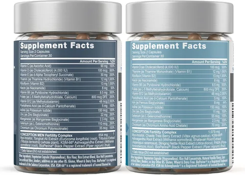 Miniatura 8 de Conception Fertility for Her & Him Paquete - Combo de suplementos de fertilidad para mujeres y hombres - Vitaminas prenatales - Promueven