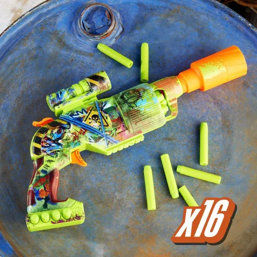 Miniatura 6 de Nerf Zombie Driller Dart Blaster, 16 dardos Nerf Elite, cilindro giratorio de 5 dardos, alcance extraíble, juegos al aire libre, a partir de 8 años