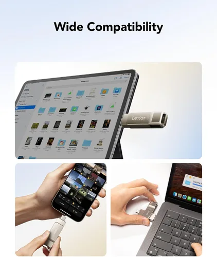 Miniatura 7 de Lexar D40E 64GB Unidad de Salto Dual USB 3.2 Gen 1 Tipo-C, Unidad USB-C de Flash con Carcasa Metálica y Diseño Giratoria (Gris Titanio)