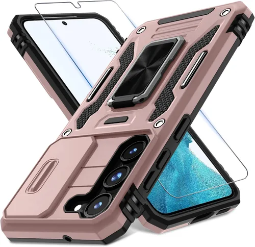 Miniatura 10 de DEERLAMN Funda para Samsung Galaxy S23 con Cubierta Deslizante para Cámara + Protector de Pantalla (2 Paquetes), Soporte de Anillo Giratorio