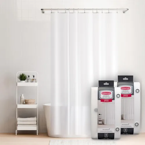 Miniatura 14 de Rubbermaid Forro de cortina de ducha transparente, forro de ducha de PEVA resistente al agua para baño, con imanes y ojales gris carbón inoxidables