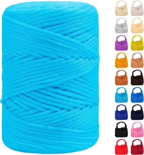 Miniatura 12 de Cordón de macramé de poliéster de 0.118 in x 185 yardas, cordón trenzado de macramé, bolsa de ganchillo, hilo de poliéster para ganchillo, bolsa