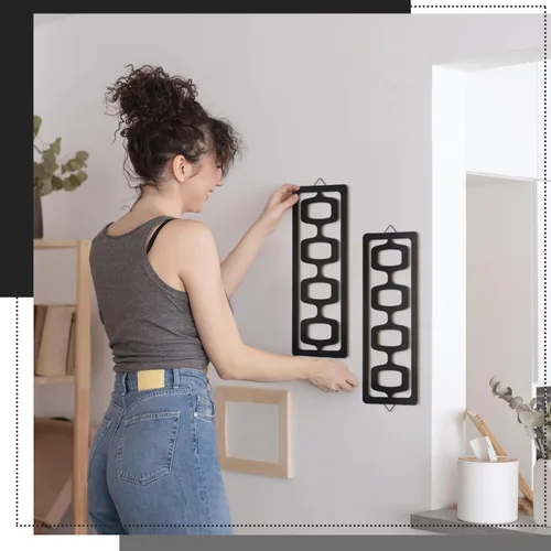 Miniatura 4 de CroBlissful 2 piezas de arte de pared moderno de mediados de siglo, madera, acentos decorativos de elegancia de mediados de siglo, escultura