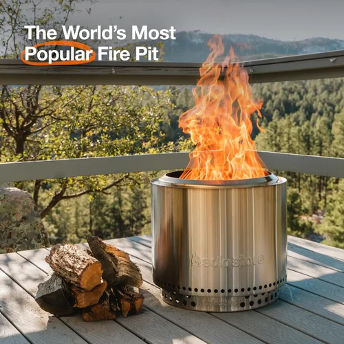 Miniatura 2 de Solo Stove Fogata exclusiva de Amazon, paquete de hoguera sin humo con soporte, tapa, refugio y cenicero, para 4 a 6 personas, pozo de leña de acero