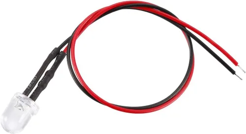 Miniatura 3 de uxcell 5pcs 0.315 in pre cableado LED, blanco DC3-6V lente transparente, diodos emisores de luz