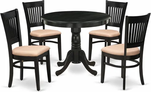 Miniatura 16 de East West Furniture ANVA3-BLK-C - Juego de mesa de comedor moderno de 3 piezas que contiene una mesa de cocina redonda con pedestal y 2 sillas