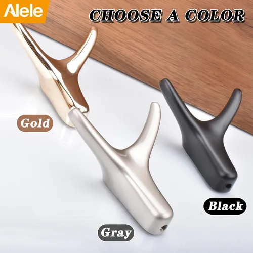 Miniatura 5 de Alele 2 ganchos de cuerno negros montados en la pared, ganchos de doble pared de metal resistente para colgar abrigos, toallas, sombreros, etc.