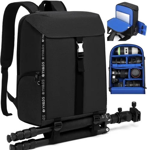 Mochila para cámara, bolsa de cámara para fotógrafo profesional DSLR/SLR sin espejo, compatible con compartimento para laptop de 15.6 pulgadas,