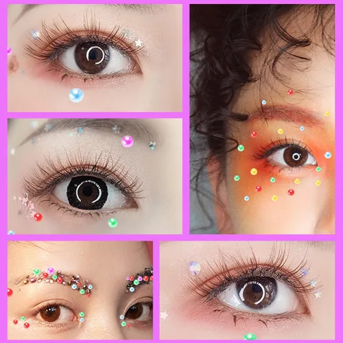 Miniatura 6 de 1799 piezas de 4 hojas de pegatinas de perlas de 3/4/5/6 mm, diamantes de imitación autoadhesivos para maquillaje de cara, ojos, cabello y cuerpo