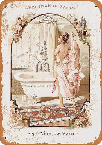 Letrero de metal de 8 x 12 - Baños A&O Vedora - Arte vintage para decoración de pared