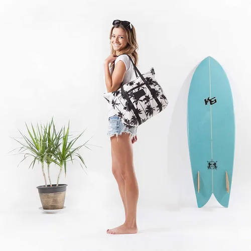 Miniatura 9 de ALOHA Collection Bolsa de playa plegable a prueba de salpicaduras con cremallera superior. Bolsa de mano lavable para piscina, playa y viajes