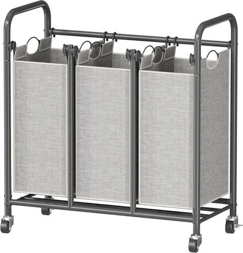 Miniatura 9 de Whitmor Organizador de ropa sucia, cesta de lavandería de 92 litros con estante y 2 bolsas extraíbles, 2 x 12.1 galones (46 litros), 28.8 x 13 x