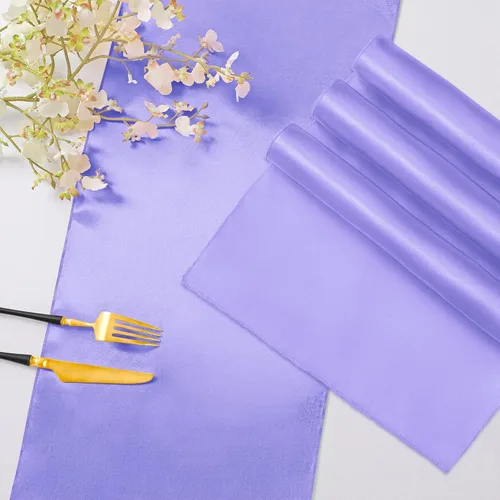 Miniatura 5 de Horbaunal - Juego de 2 caminos de mesa de satén lavanda de 12 x 108 pulgadas, caminos de mesa suaves para bodas, banquetes, fiestas de cumpleaños